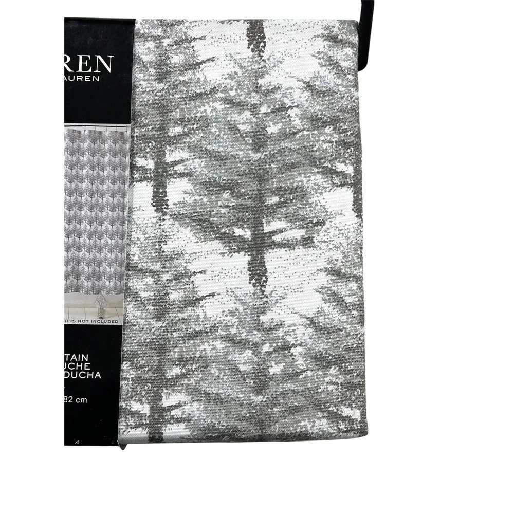 New RALPH LAUREN Winter Evergreen‎ SHOWER CURTAIN Pine Trees Cabin 100% Cotton